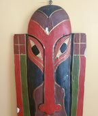 Vintage Balinese Polychromatic Handmade Plaster Mask Wall Hanging