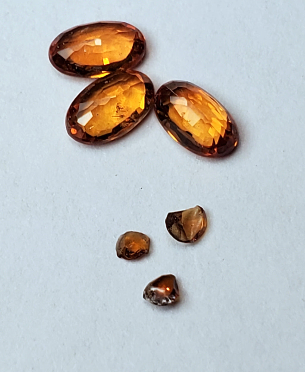 Trio of Oval Cut Orange Sapphire