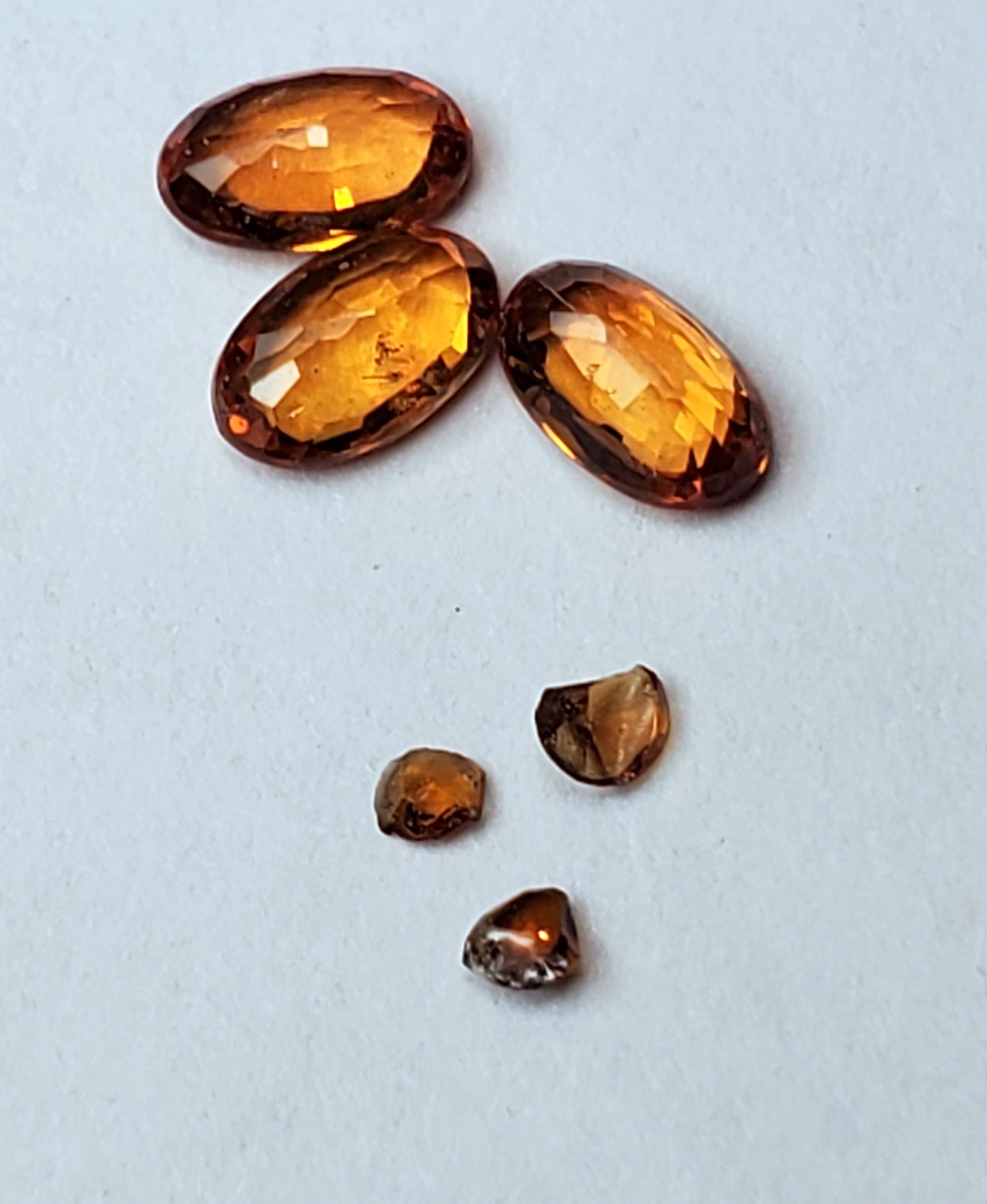 Trio of Oval Cut Orange Sapphire