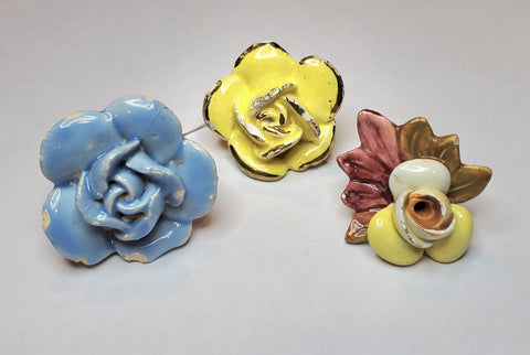 Vintage Ceramic Flower Ornaments