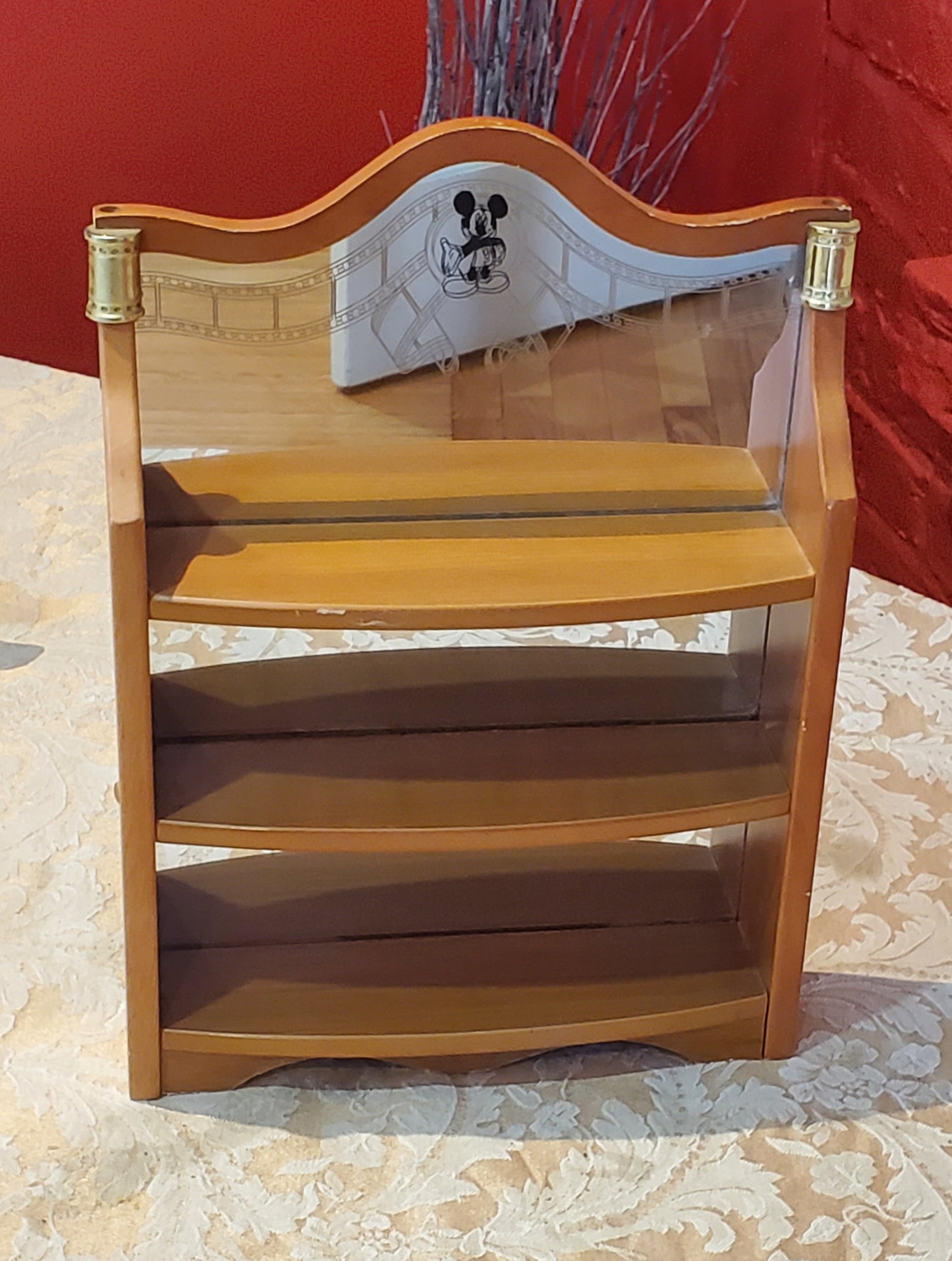Disney - Vintage Mickey Mouse Wood Mirrored Shelving Display Unit