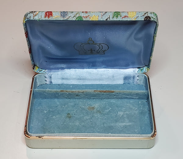 Vintage Embroidered Top Hinged Jewelry Box