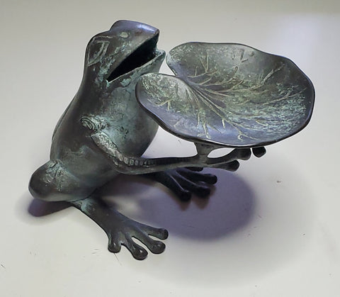 Vintage Bronze Frog Incense Holder