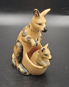 Vintage Ceramic Kangaroo and Joey Salt and Pepper Shaker Set