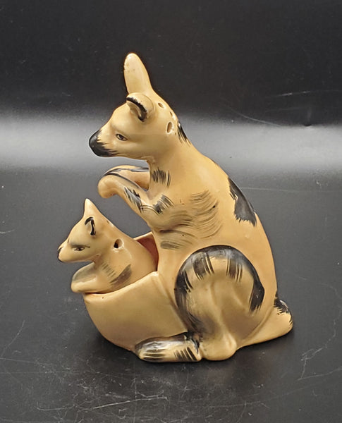 Vintage Ceramic Kangaroo and Joey Salt and Pepper Shaker Set