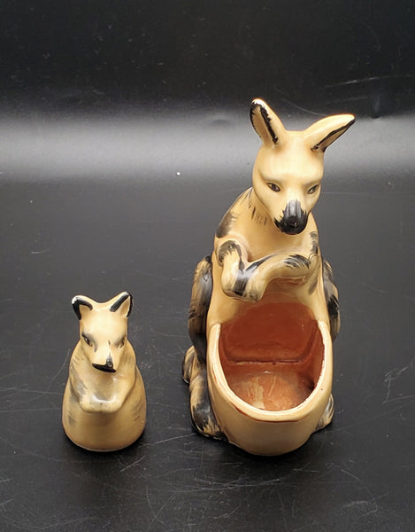 Vintage Ceramic Kangaroo and Joey Salt and Pepper Shaker Set