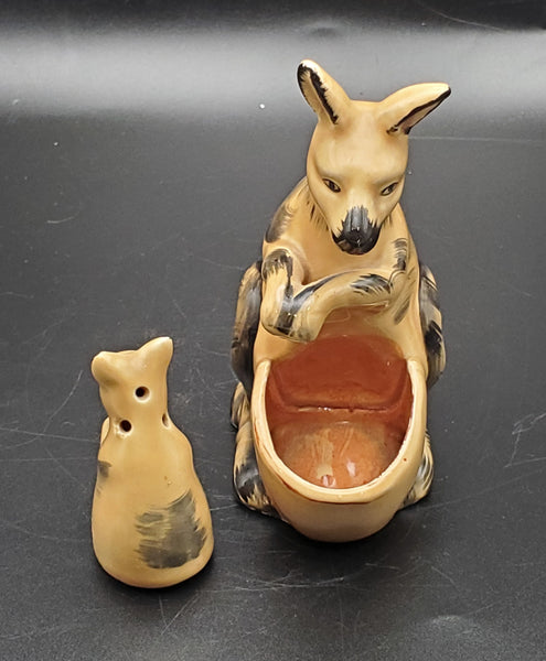 Vintage Ceramic Kangaroo and Joey Salt and Pepper Shaker Set