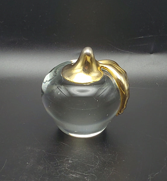 Vintage Glass and Gilt Apple Paperweight