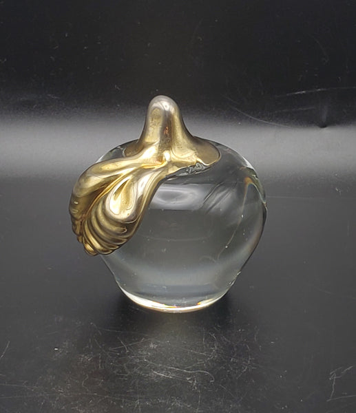 Vintage Glass and Gilt Apple Paperweight