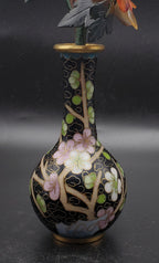Vintage Carved Gemstone Flowers in Cloisonne Vase
