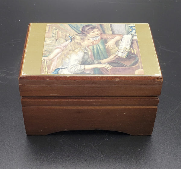 Sankyo - Nutcracker's 'Waltz of the Flowers' Wood Music Box with Renoir Image