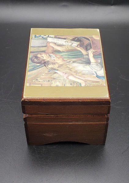 Sankyo - Nutcracker's 'Waltz of the Flowers' Wood Music Box with Renoir Image