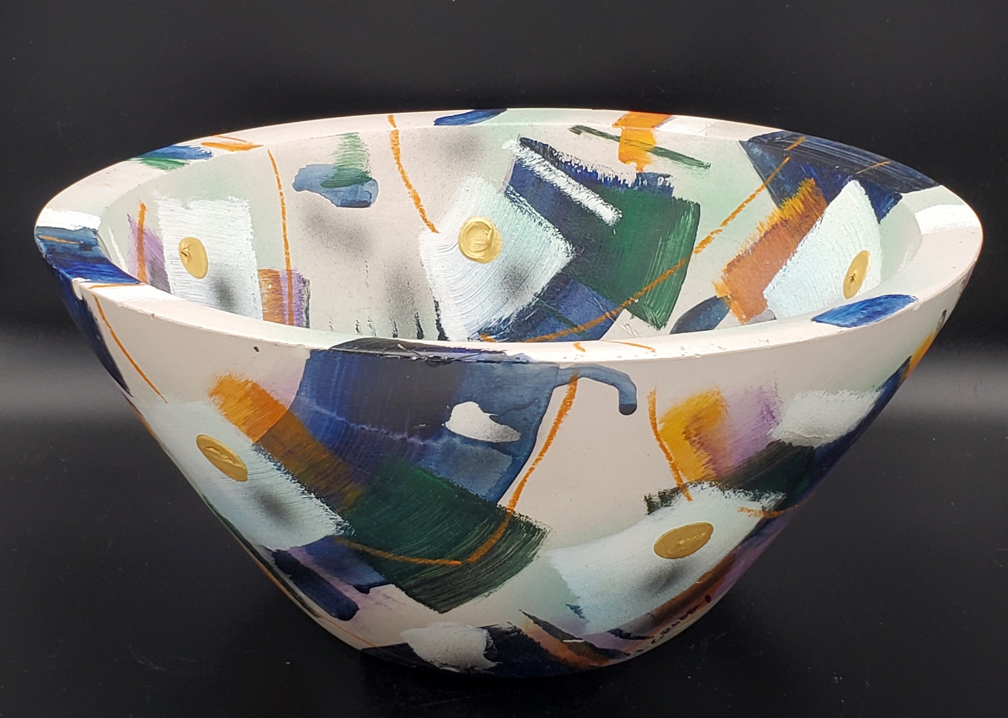 J. Gruddy - Vintage Hand Painted Plaster Bowl