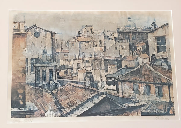 Vintage "Roman Roofs" Signed Framed Print