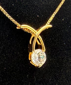 Ross-Simons - Gold Tone CZ Sterling Silver Pendant Chain Necklace - 18"