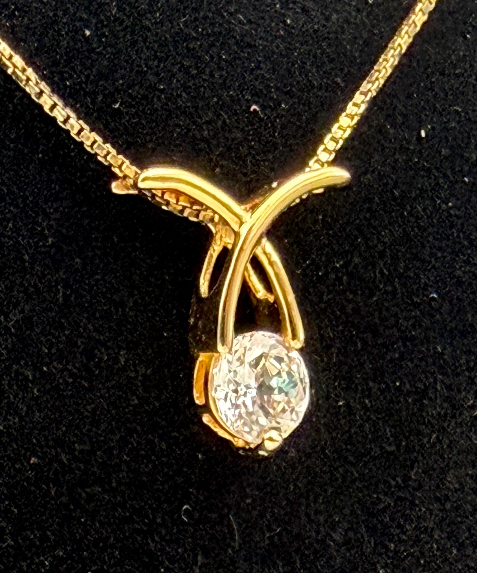 Ross-Simons - Gold Tone CZ Sterling Silver Pendant Chain Necklace - 18"