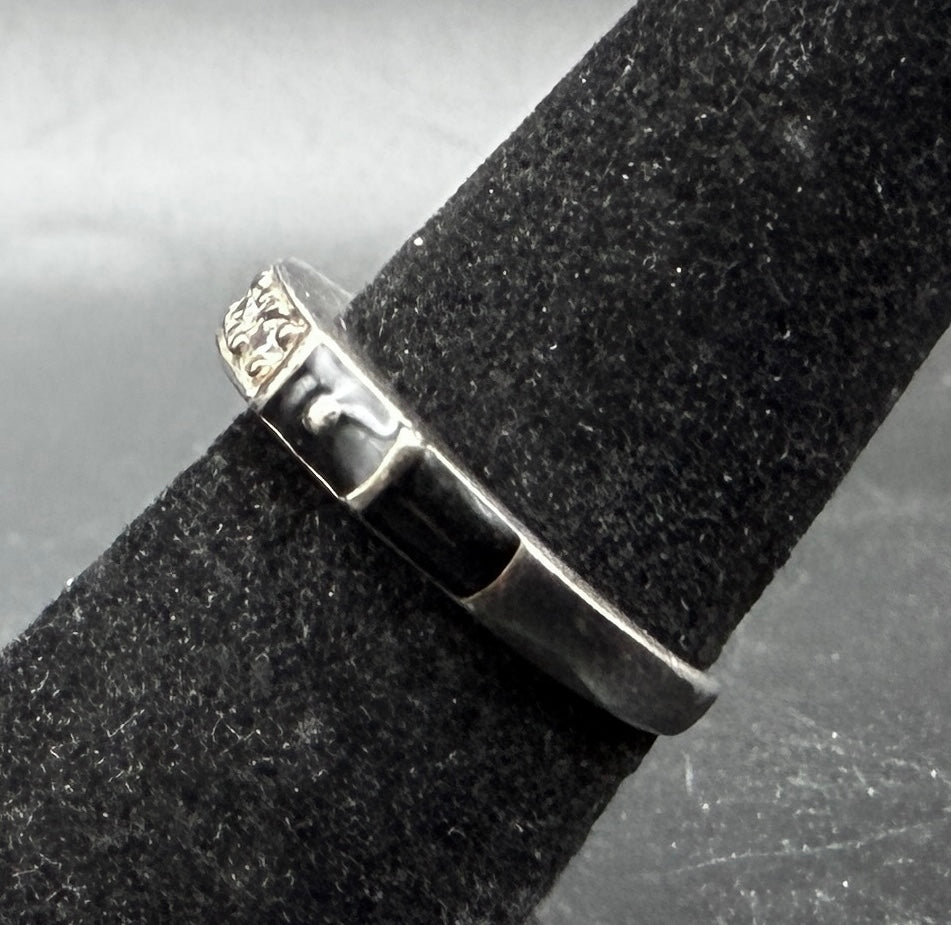 Ross-Simons - Vintage Sterling Silver CZ and Enamel Ring - Size 6