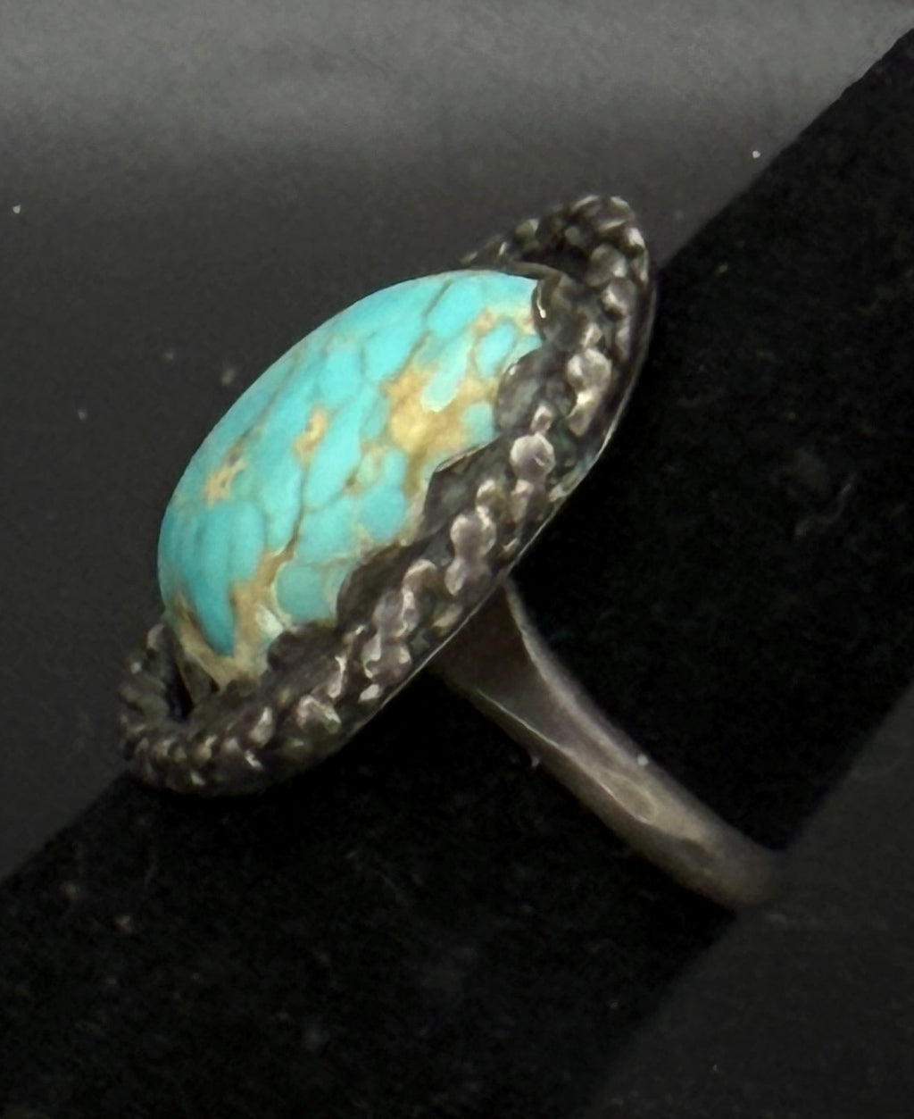 Vintage Handmade Turquoise Sterling Silver Ring - Size 5.5