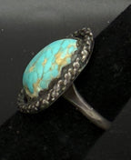 Vintage Handmade Turquoise Sterling Silver Ring - Size 5.5