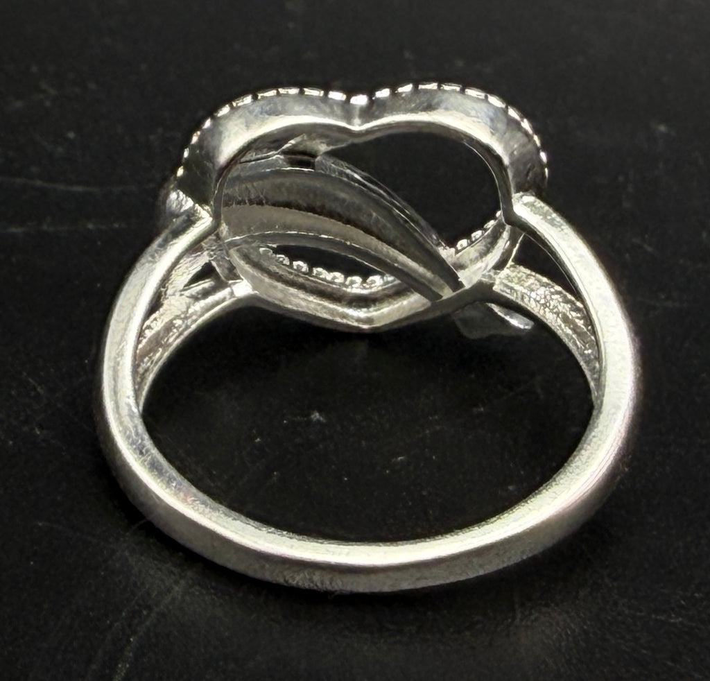 Vintage Sterling Silver Dolphin Heart Ring - Size 6.75