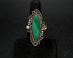 Vintage Malachite Sterling Silver Handmade Ring - Size 7