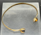 Vintage Handmade Tiger's Eye Silver Plated Open Bangle Bracelet