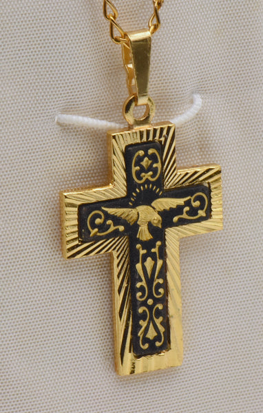 Unused Vintage 24kt Gold Plated Cross Pendant on Chain Necklace - 20"