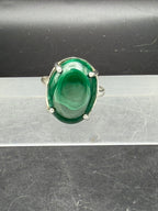 Vintage Malachite Sterling Silver Ring - Size 8