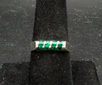 Vintage Artisan Sterling Silver Imitation Malachite Ring - Size 8