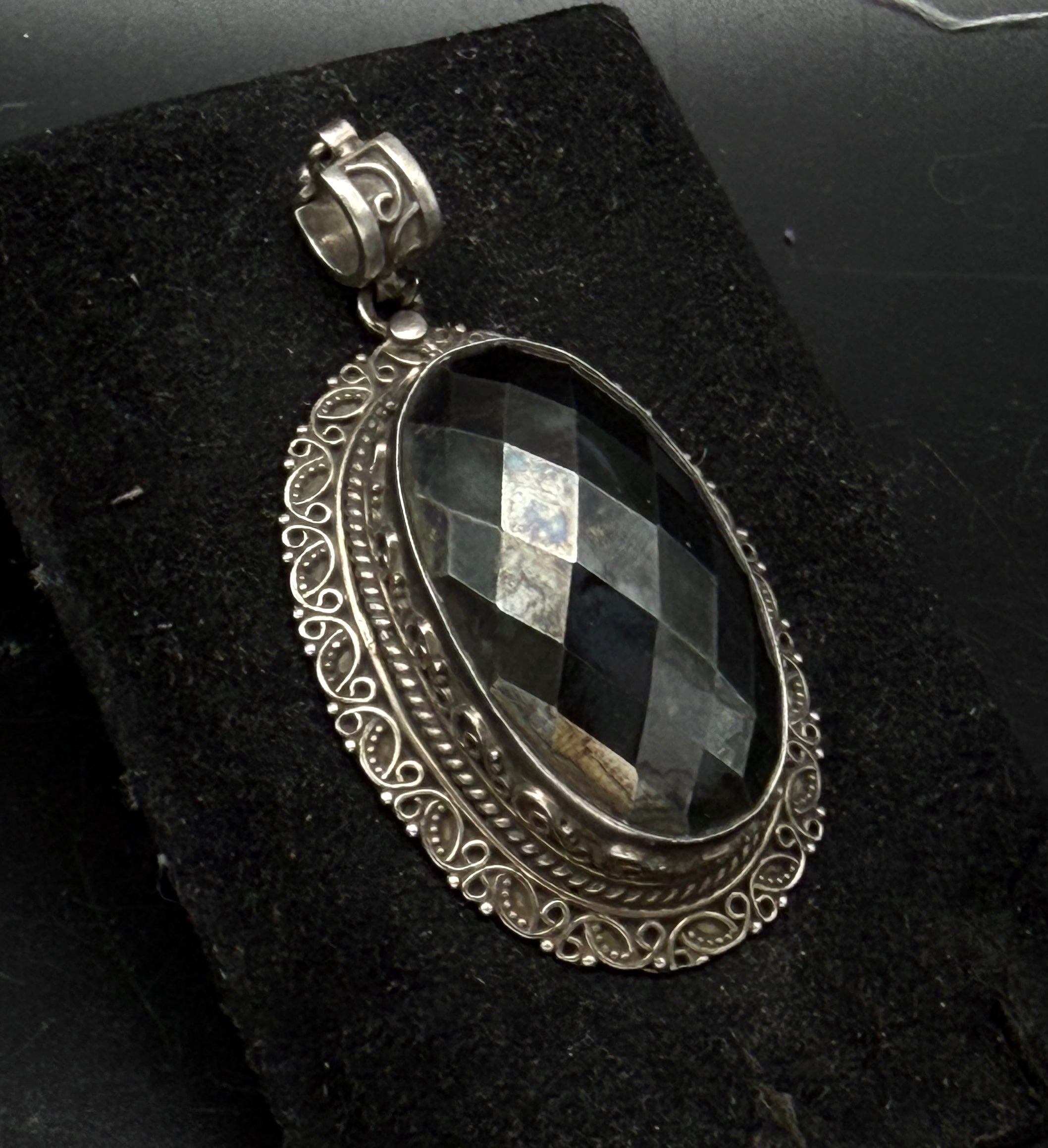 Vintage Handmade Sterling Silver Faceted Magnet Pendant