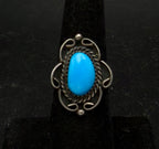 Vintage Handmade Turquoise Sterling Silver Ring - Size 6.5