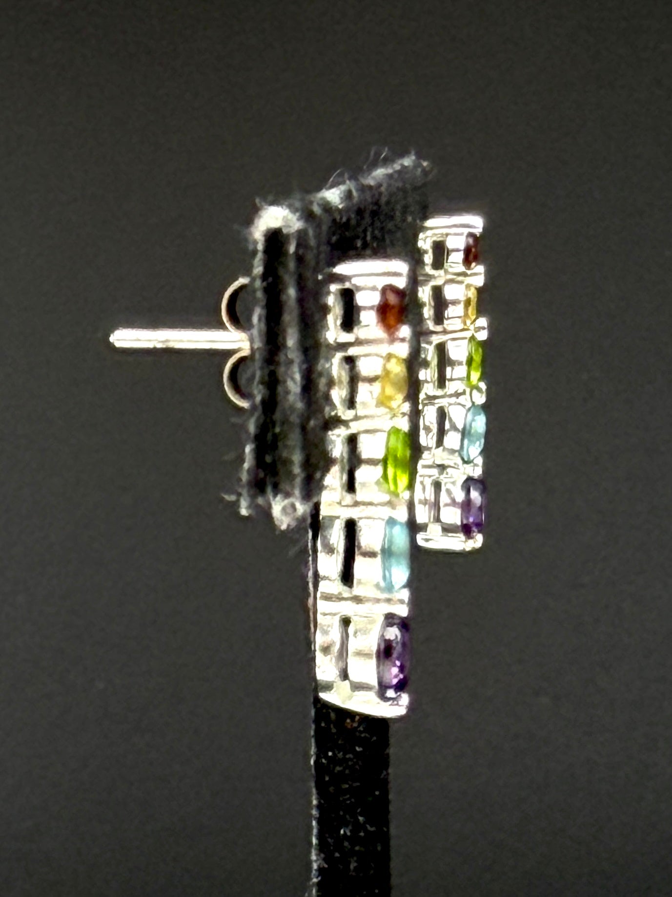 Vintage Multicolor Graduated Crystal Sterling Silver Earrings