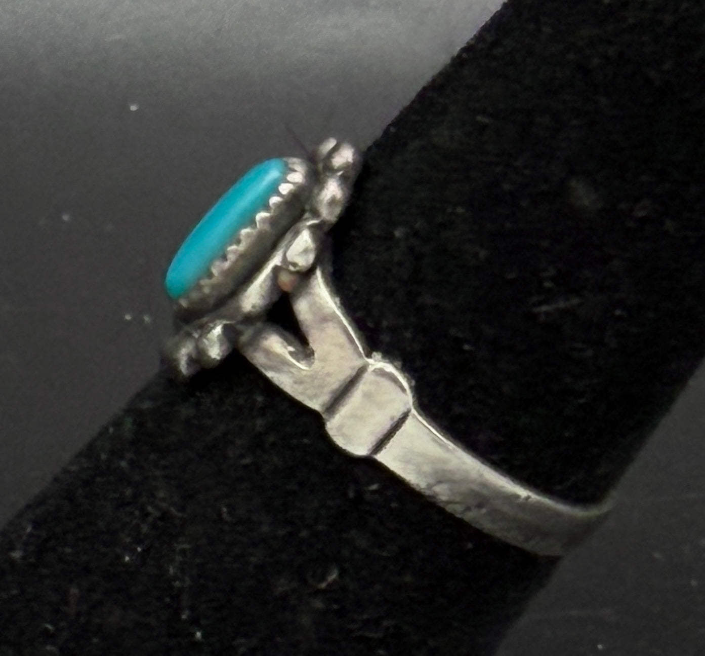 Vintage Southwestern Style Turquoise Sterling Silver Ring - Size 5