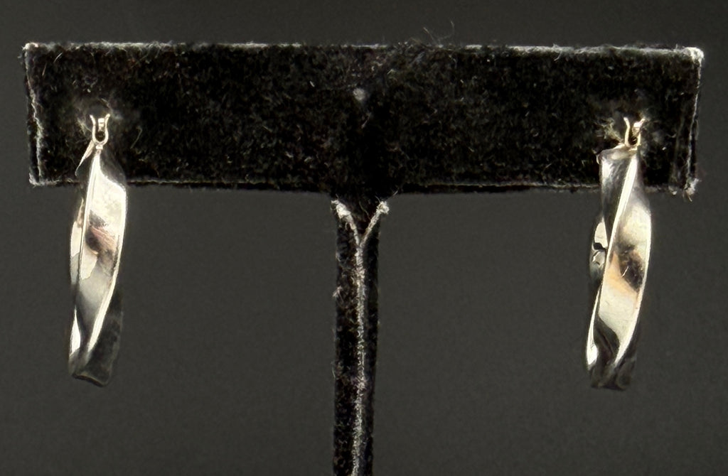 Vintage Twisted Hoop Sterling Silver Earrings