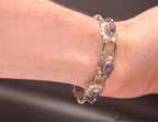 Vintage Handmade Amethyst Sterling Silver Link Bracelet - 8"
