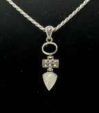 Vintage Black Onyx, Marcasite and Mother of Pearl Pendant on Italian Chain Sterling Silver Necklace - 16"