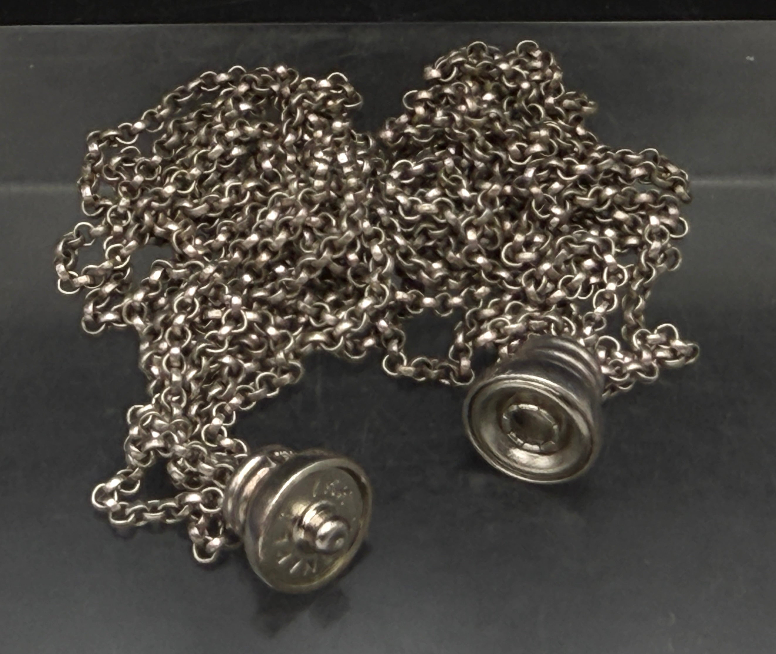 Joseph Esposito - Vintage Multi Chain Abalone Shell Snap On Pendant Sterling Silver Necklace - 17"