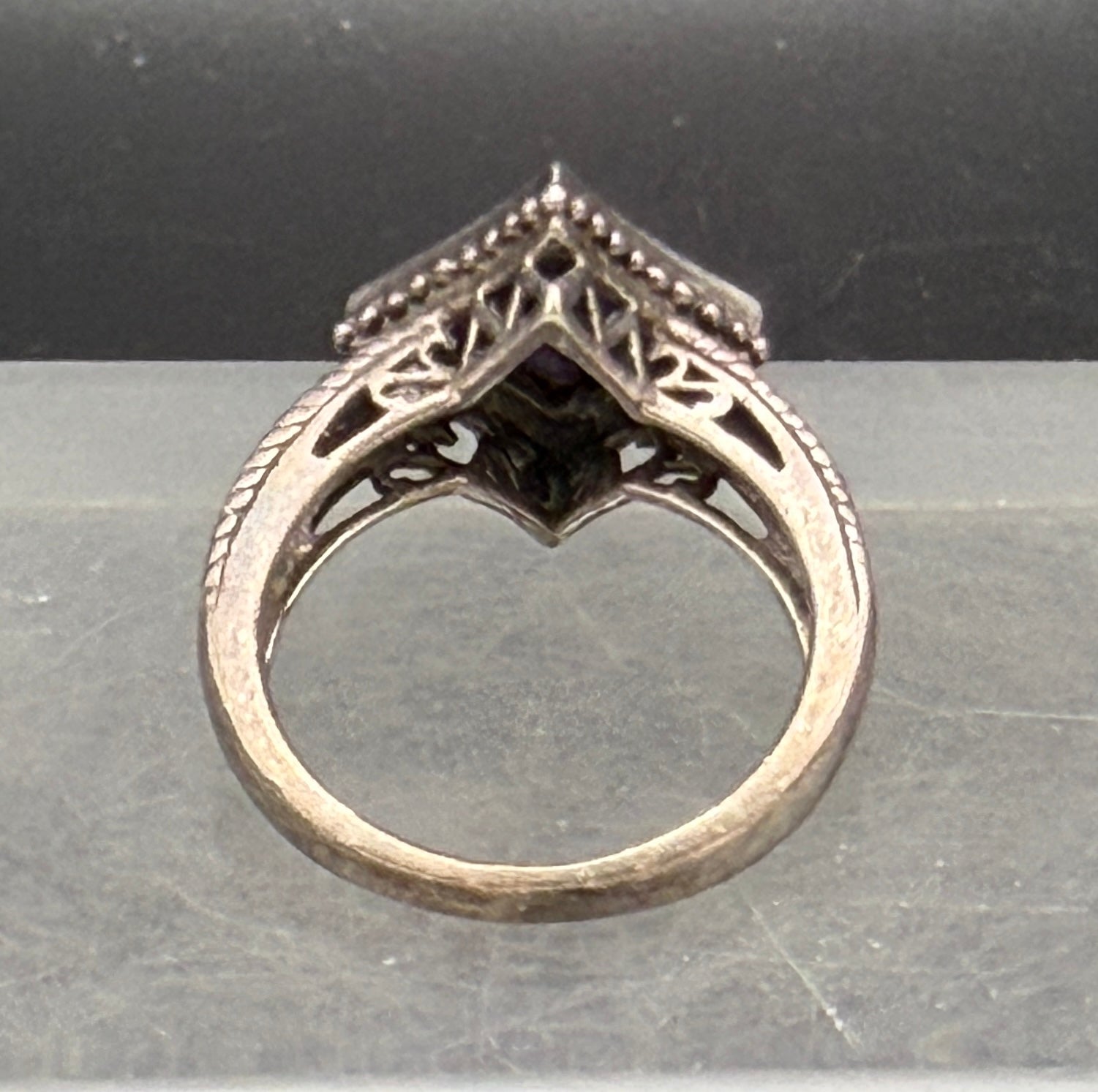 Vintage Purple Turquoise Sterling Silver Ring - Size 7