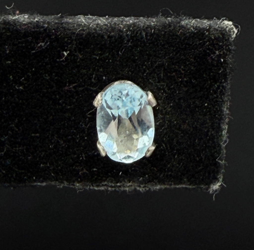 Vintage Blue Topaz Sterling Silver Stud Earrings