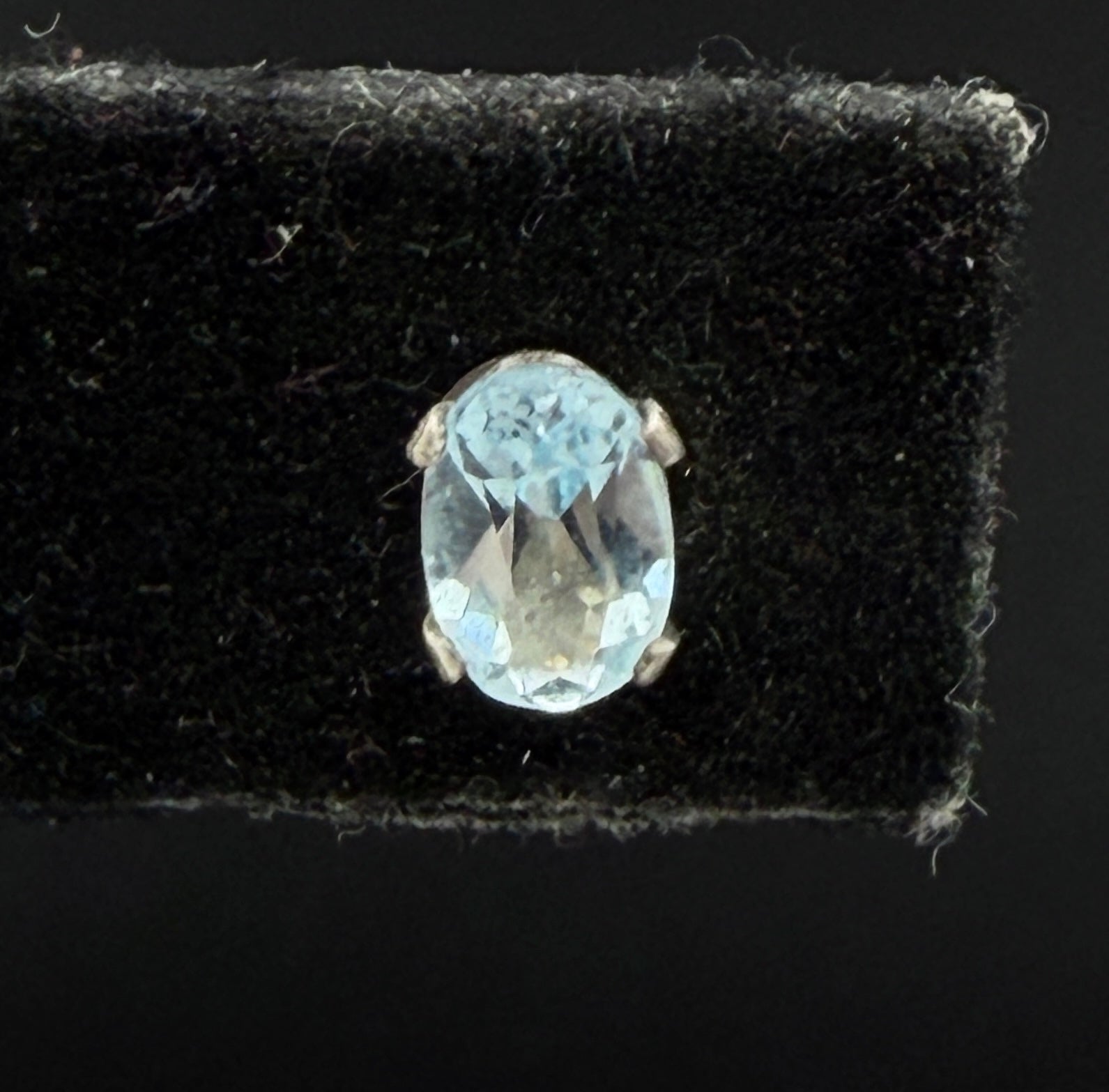 Vintage Blue Topaz Sterling Silver Stud Earrings