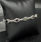 Vintage Black Diamond Sterling Silver Lariat Bracelet