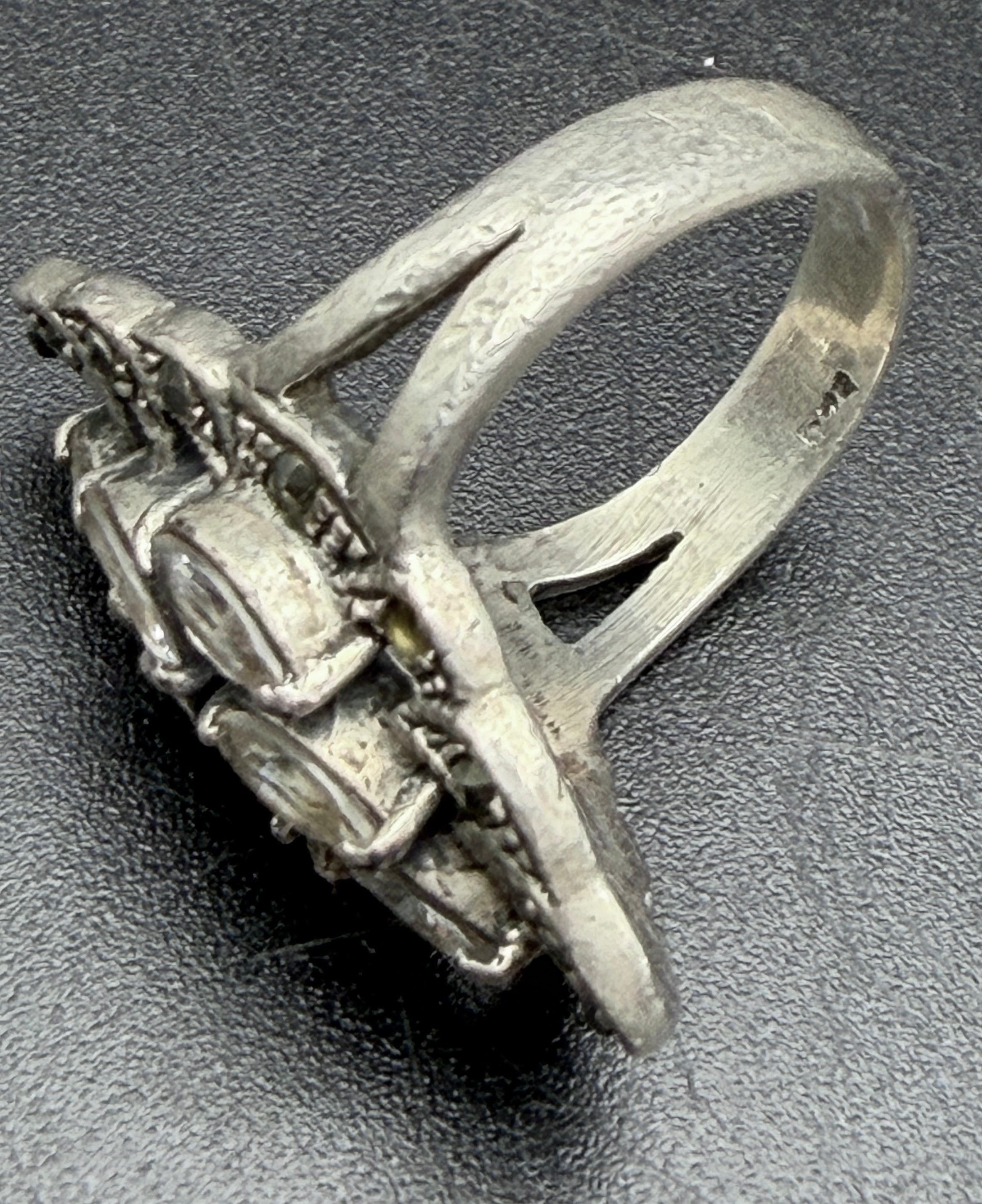 Vintage Sterling Silver CZ and Marcasite Ring - Size 7 AS IS