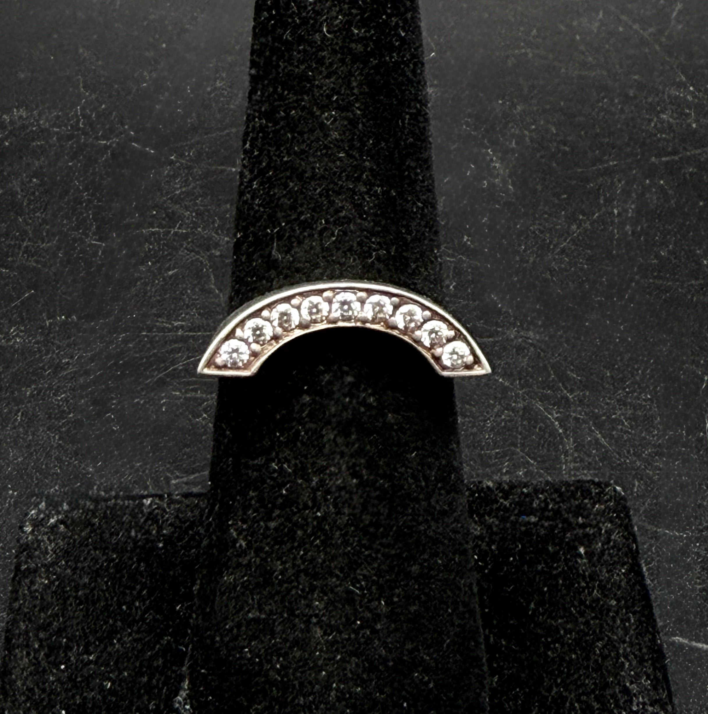Judith Ripka - Vintage Sterling Silver CZ Arched Band Ring - Size 6.25