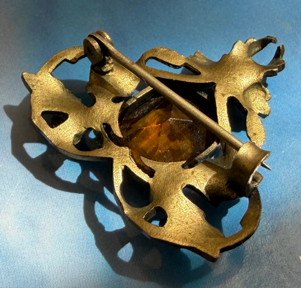 Vintage Art Nouveau Style Imitation Citrine Brooch