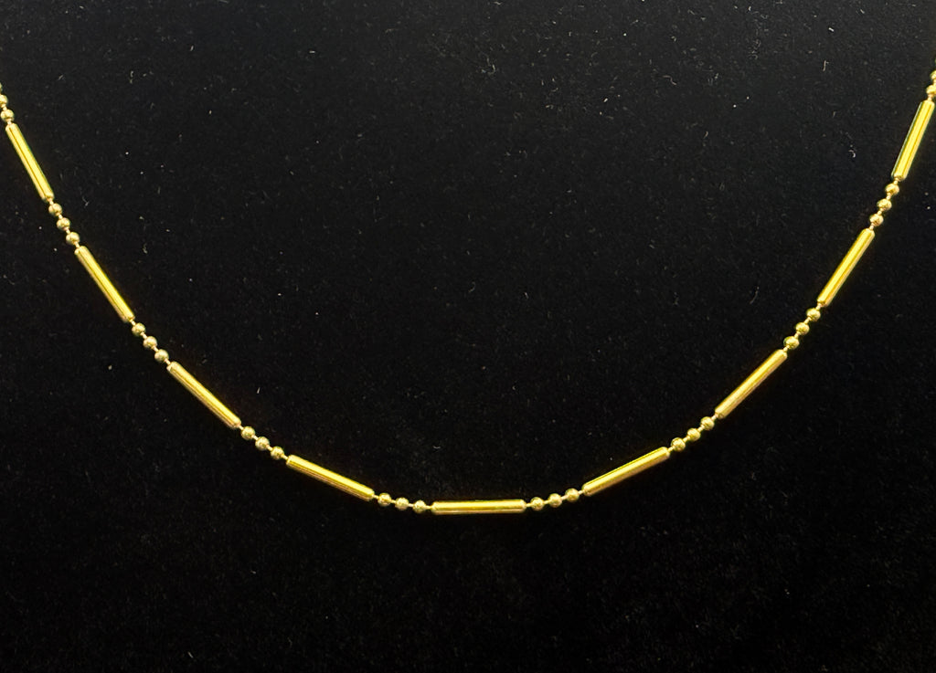 Vintage Italian Gold Tone Sterling Silver Ball and Tube Link Chain Necklace - 17.75"