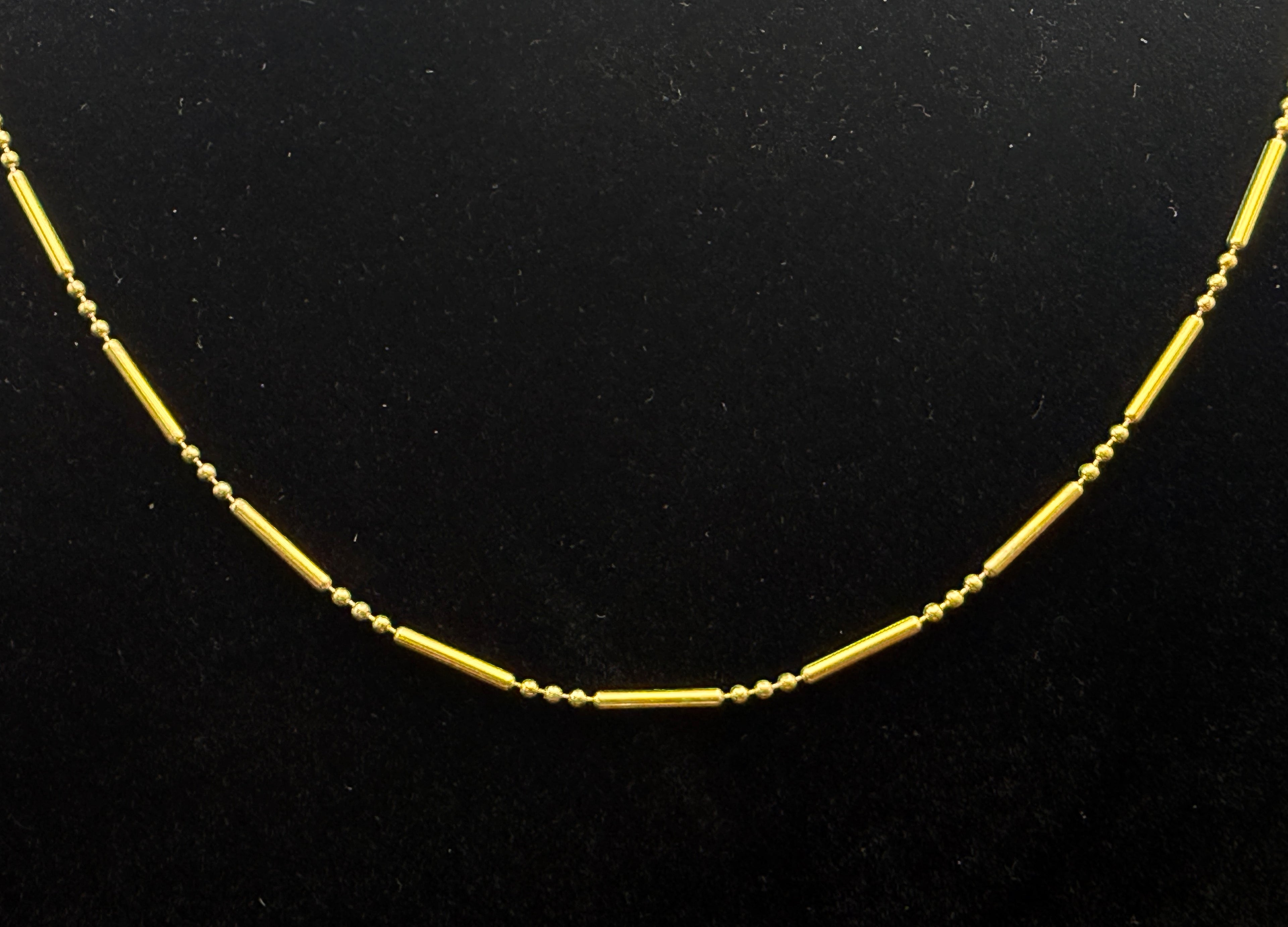 Vintage Italian Gold Tone Sterling Silver Ball and Tube Link Chain Necklace - 17.75"