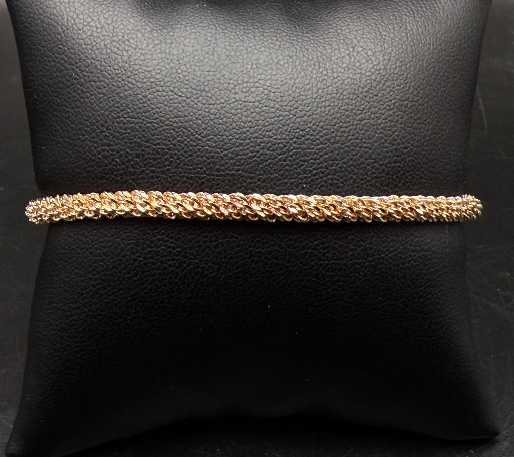 Vintage Gold Tone Sterling Silver Margarita Chain Italian Bracelet - 7.5"
