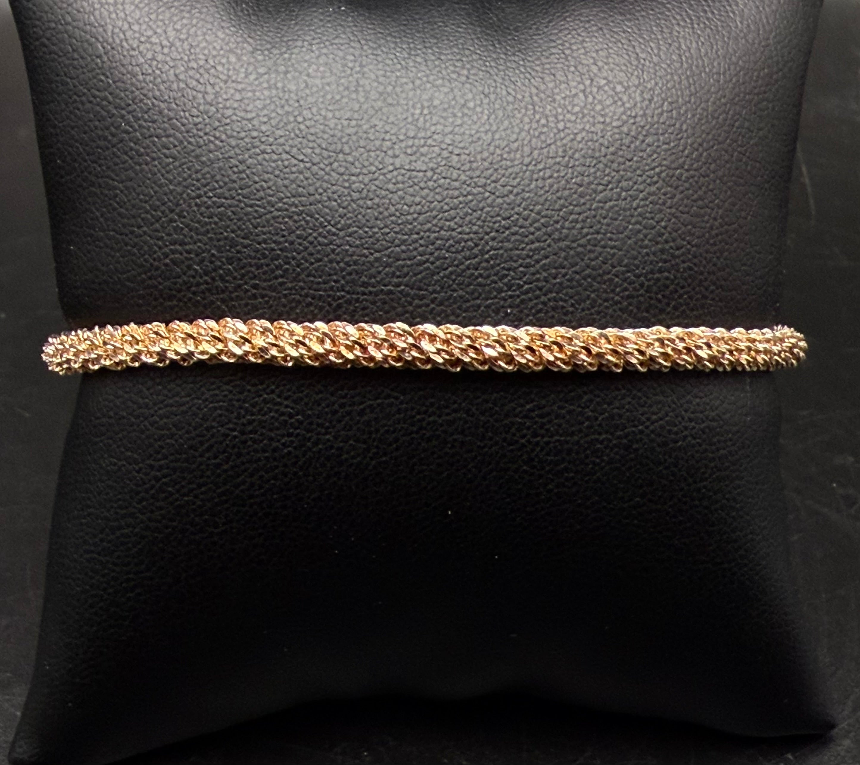 Vintage Gold Tone Sterling Silver Margarita Chain Italian Bracelet - 7.5"