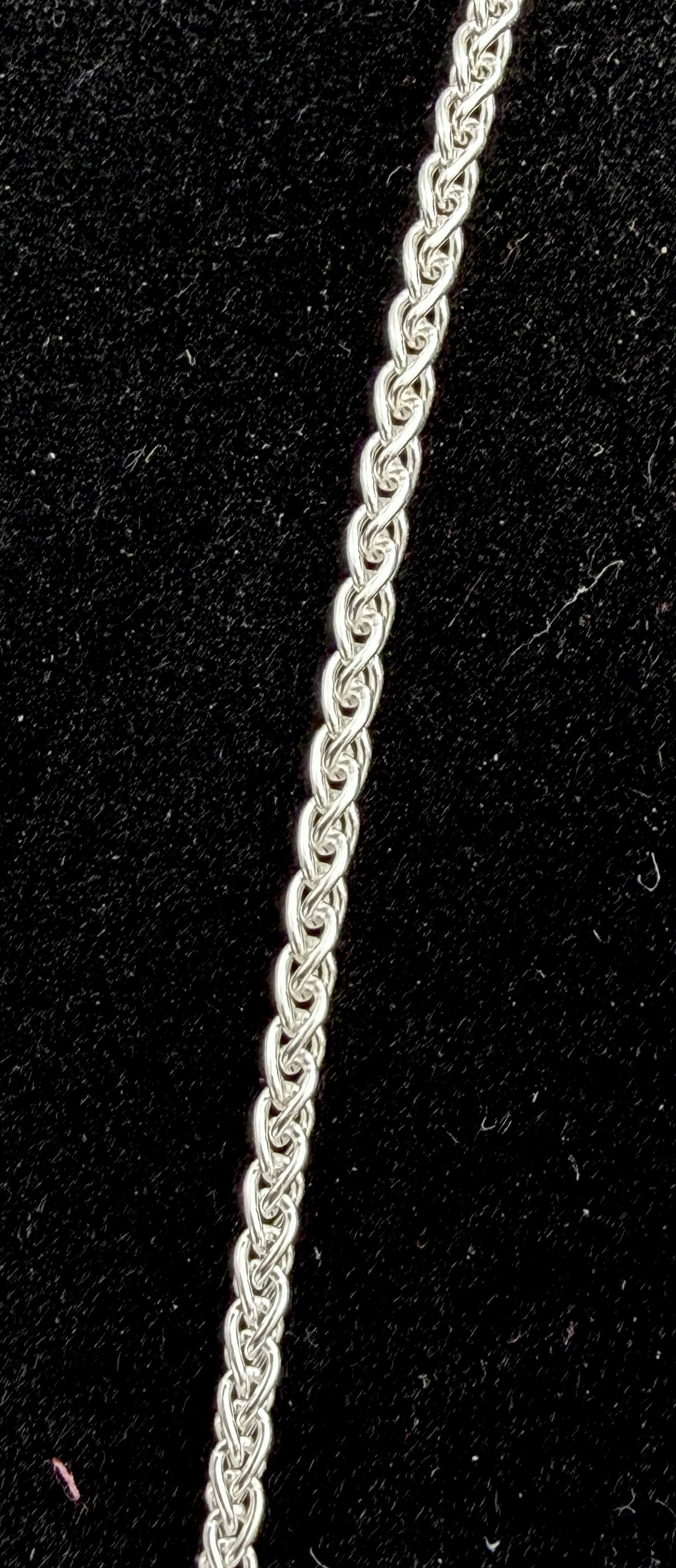 Vintage Italian Sterling Silver Wheat Chain Necklace - 23.75"