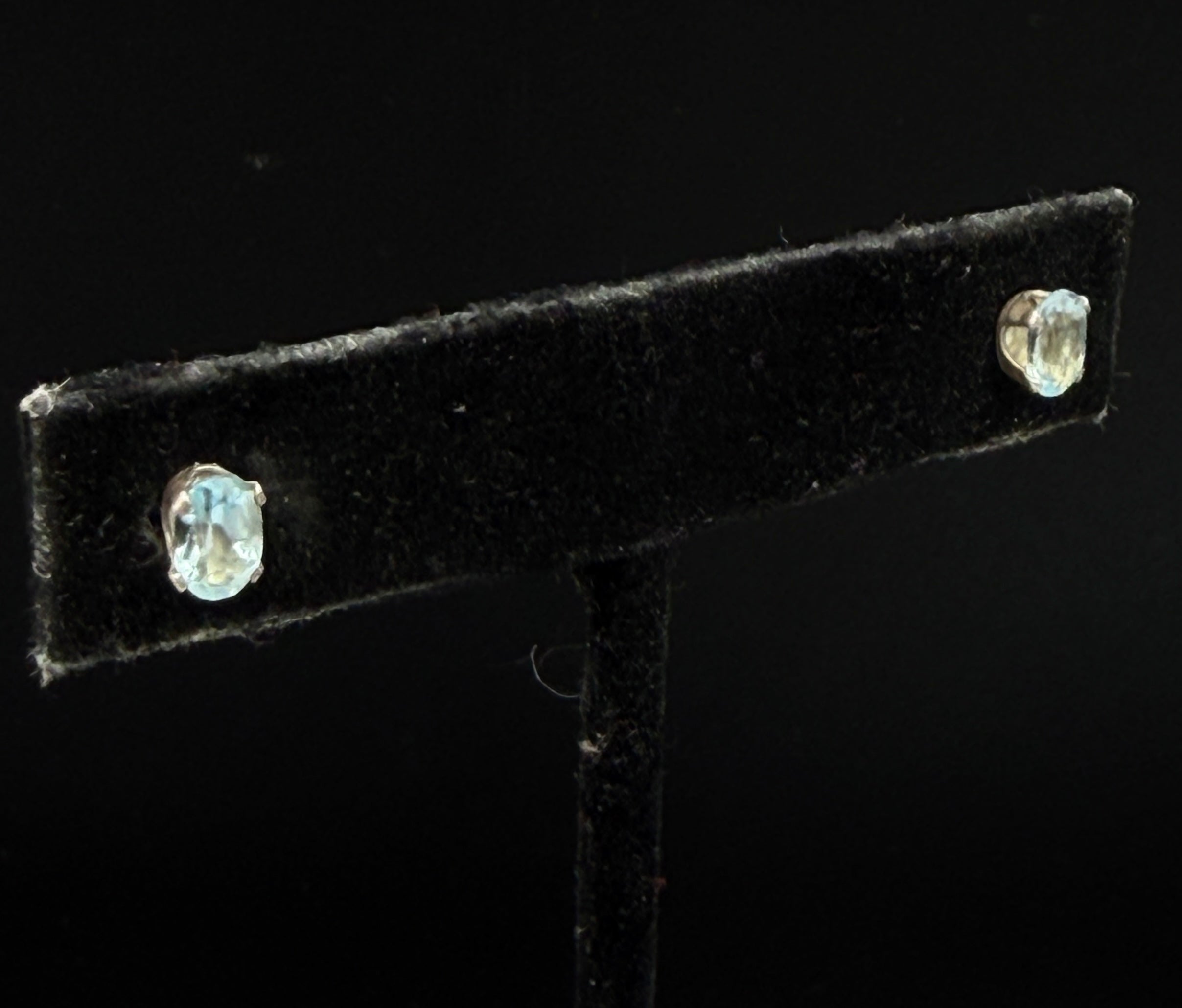 Vintage Blue Topaz Sterling Silver Stud Earrings